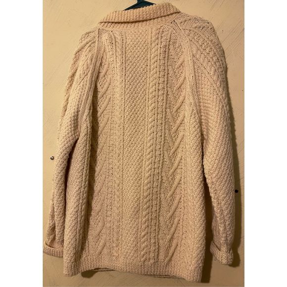 Vintage Wool Fisherman hand knit Cardigan sweater w/ wooden buttons sz XL by Woo - Picture 8 of 16
